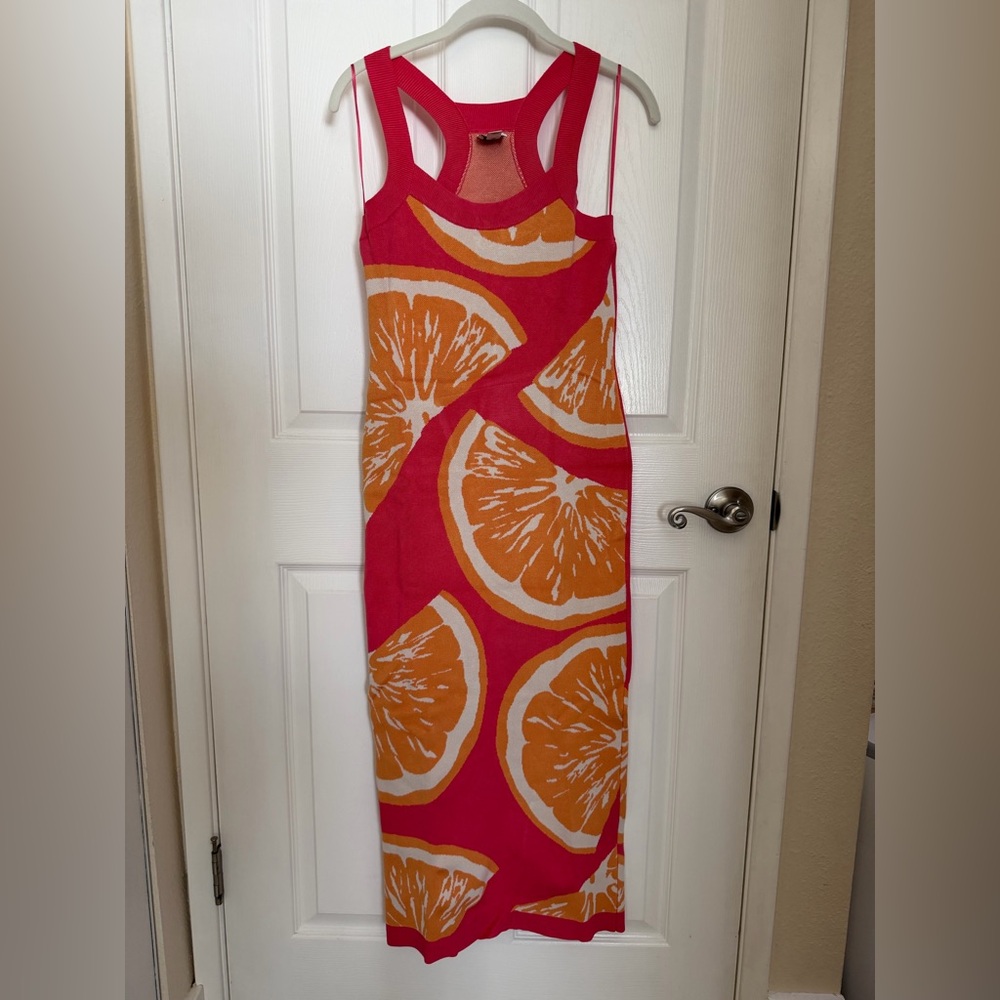Maeve Pink and Orange - Orange Slice Knit Maxi Dress
